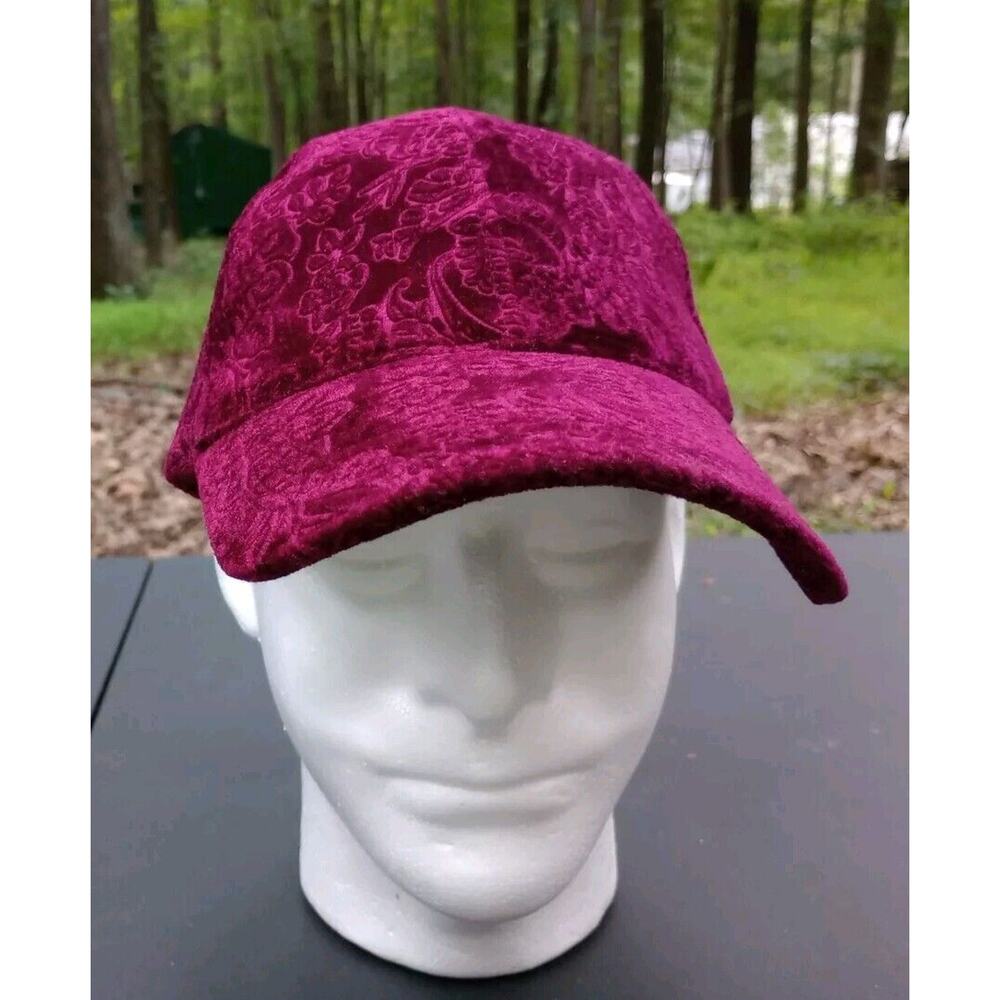Dave And Young Burgundy Velvet Baseball Cap Adjustable Back